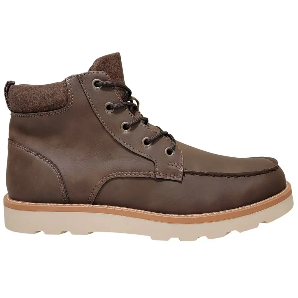 Club Room Men Clifton Moc Toe Combat Hiking Boots Size US 8M Brown Faux Leather